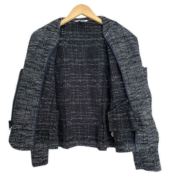 Cabi Navy Tweed Zip Front Jacket Blazer Style 723 Long Sleeve Size 8 - Picture 5 of 16